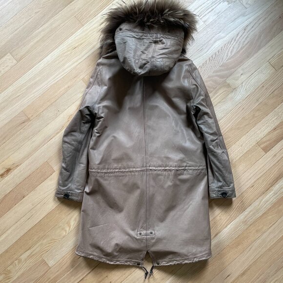 Sissi Fish Tail Leather Parka with Hood - Picture 5 of 10